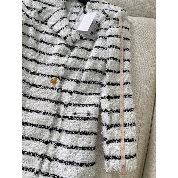 NEW WITH TAGS!!! BALMAIN Striped Tweed Minidress WHITE/BLACK Size 40FR 8US - Picture 3 of 11